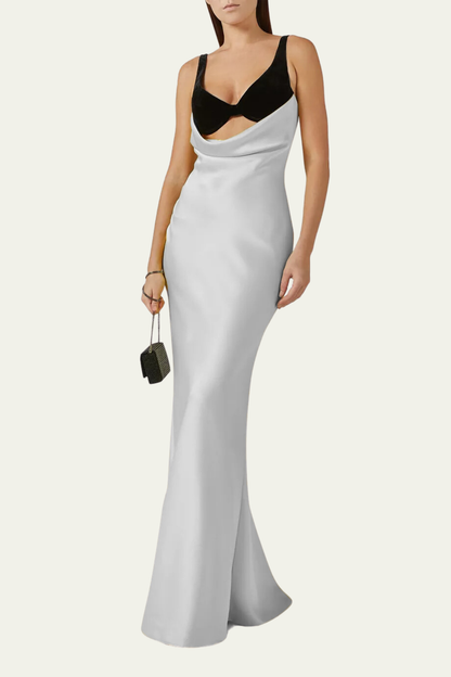 Kylie Cutout Cowl Satin Maxi Dress