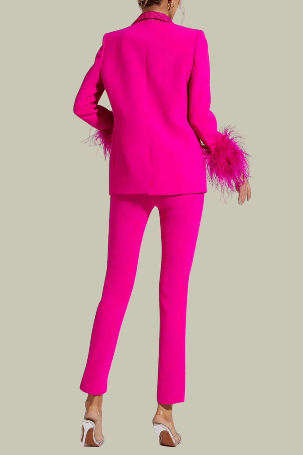 Lainey Rhinestone Embellished Feather Lapel Blazer – Luxeles