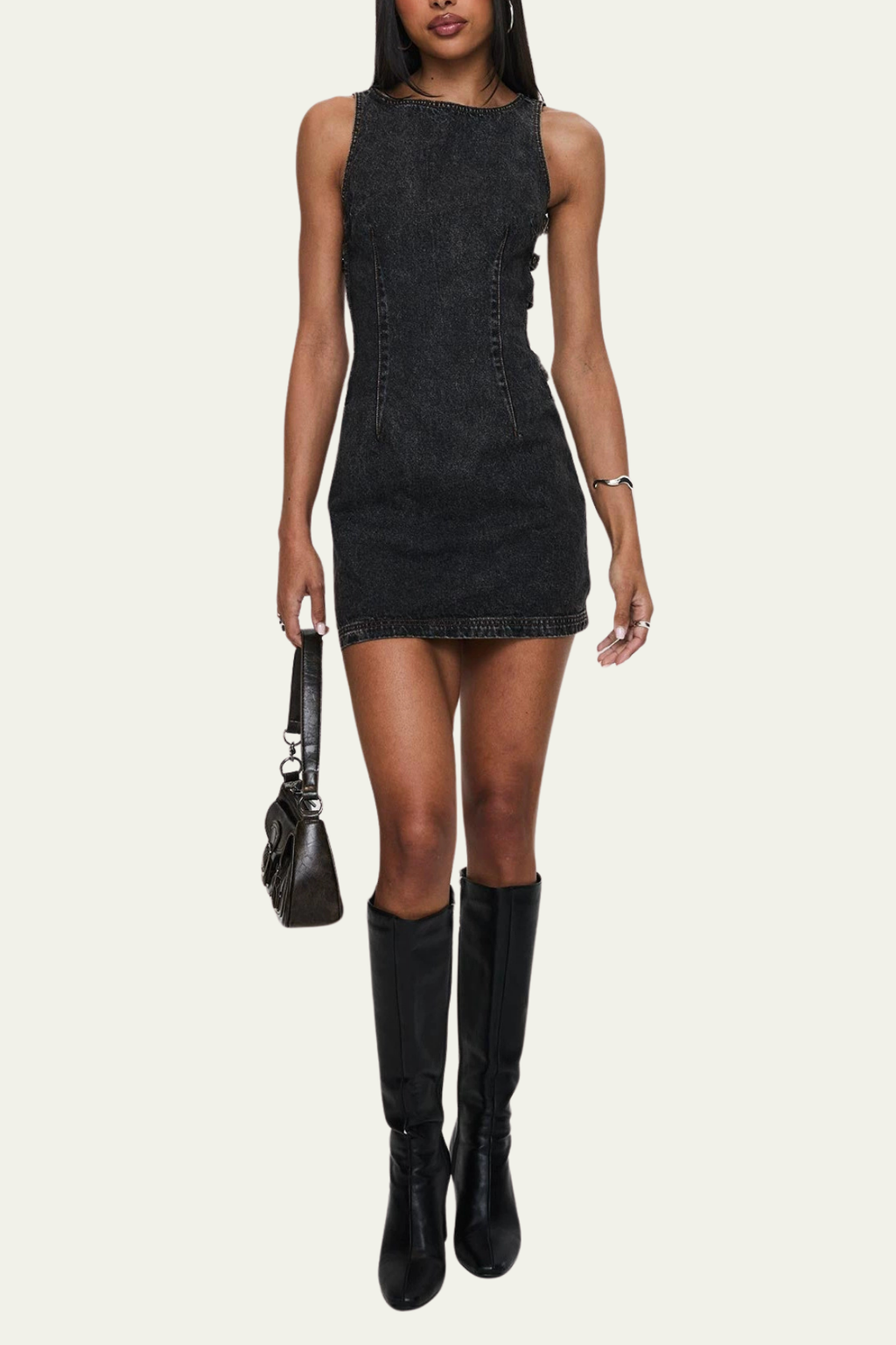 Lena Buckle Sleeveless Denim Mini Dress – Luxeles