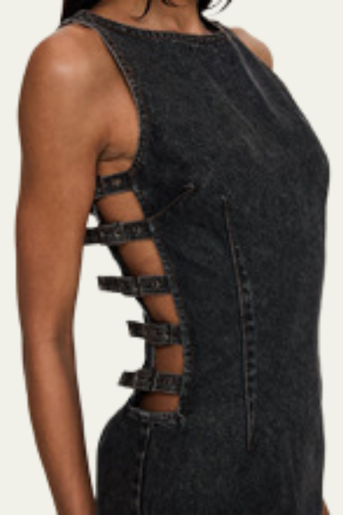 Lena Buckle Sleeveless Denim Mini Dress – Luxeles
