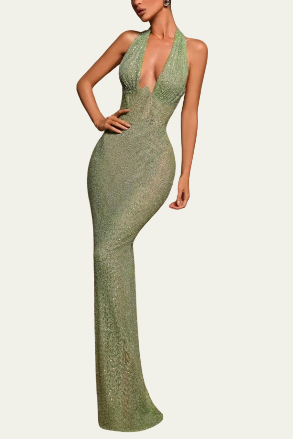 Lia Sequin Halter Neck Backless Maxi Dress – Luxeles