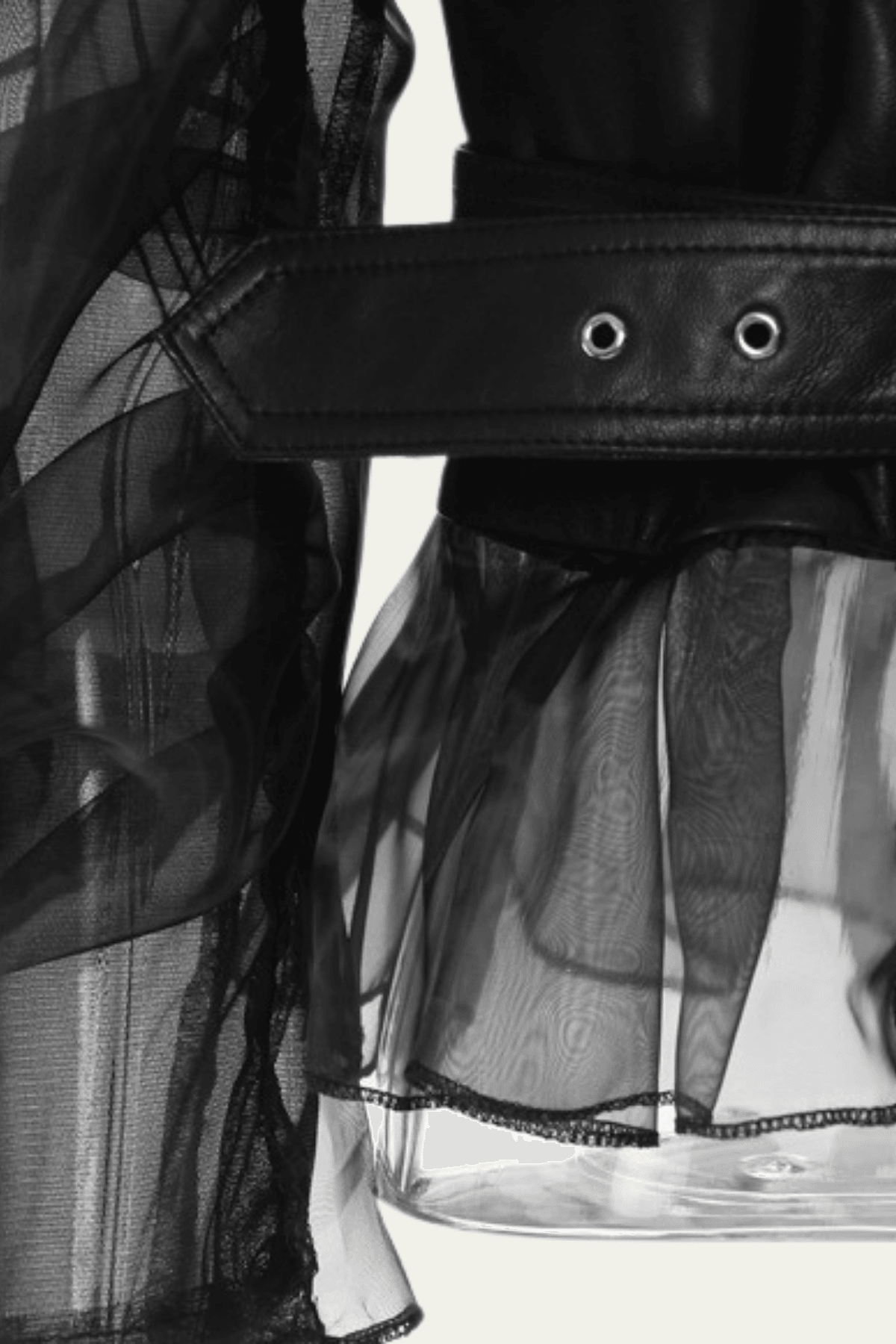 Liliana Mesh Patchwork Ruffle PU Jacket – Luxeles