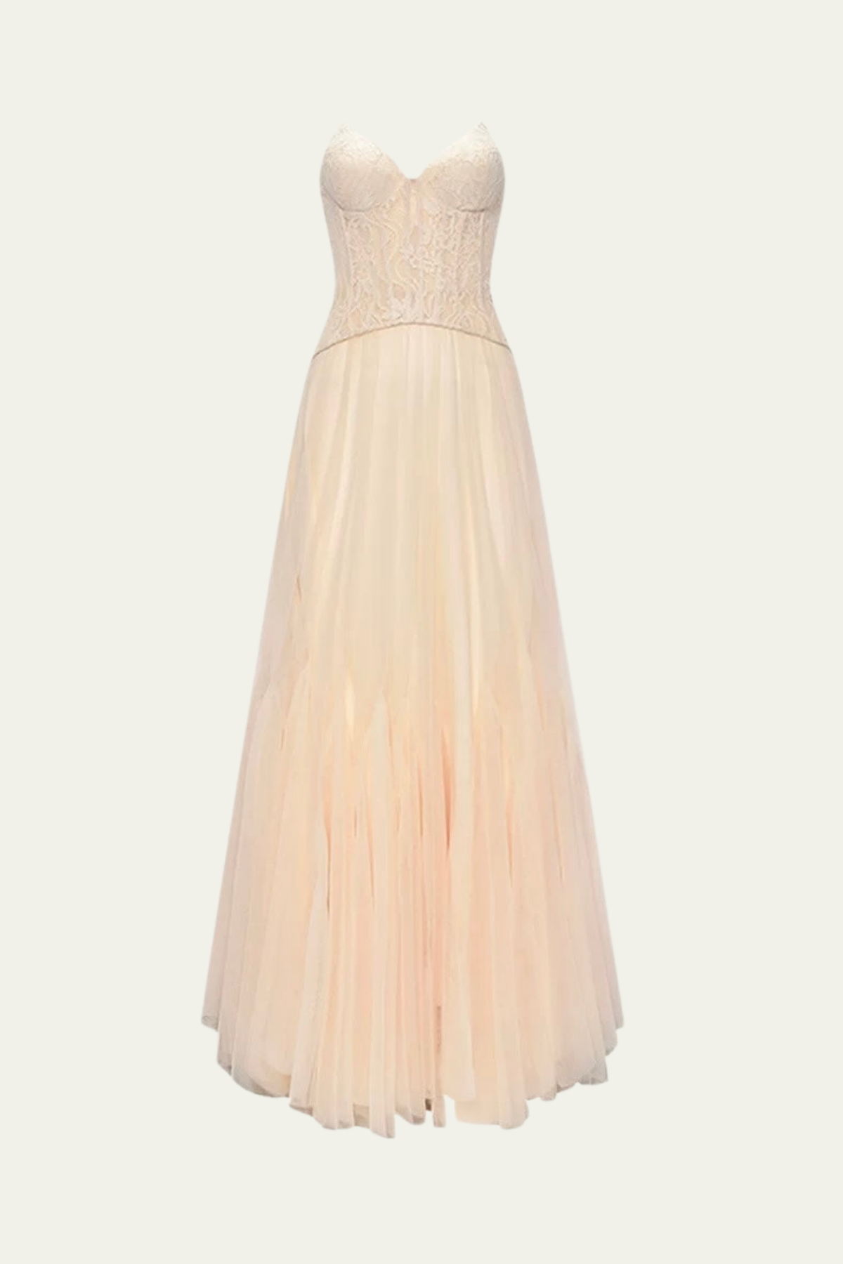 Lilliana Strapless Mesh Corset Maxi Dress In Beige – Luxeles
