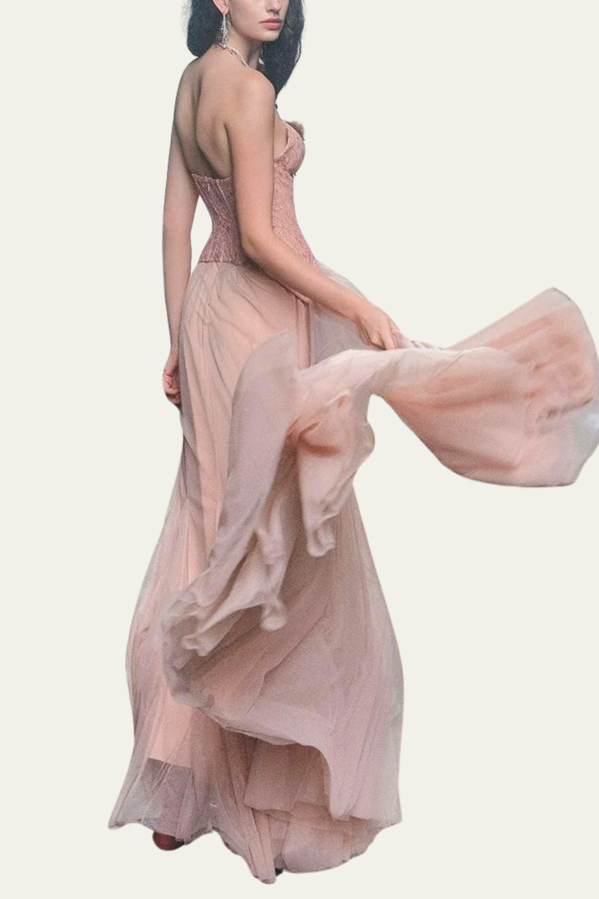 Lilliana Strapless Mesh Corset Maxi Dress In Pink – Luxeles