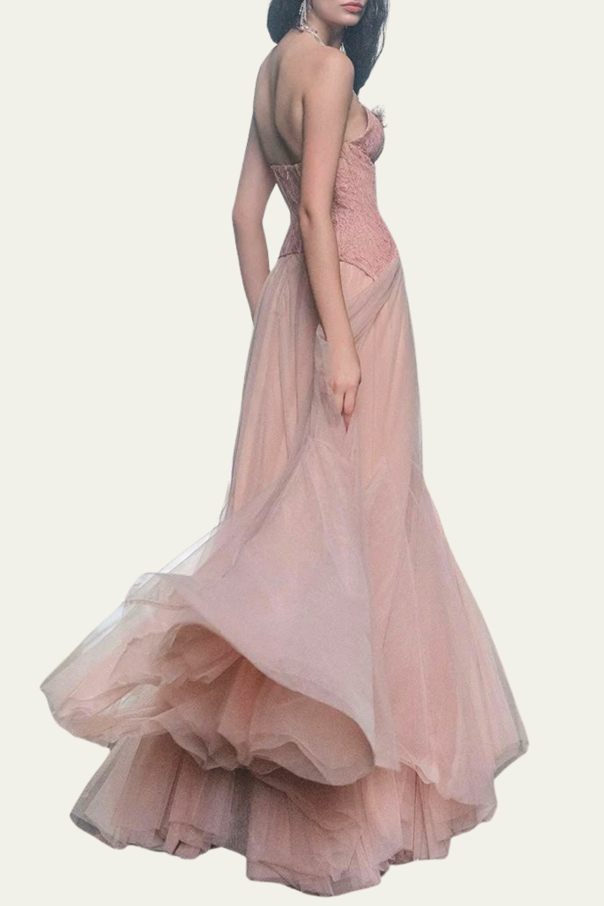 Lilliana Strapless Mesh Corset Maxi Dress In Pink – Luxeles