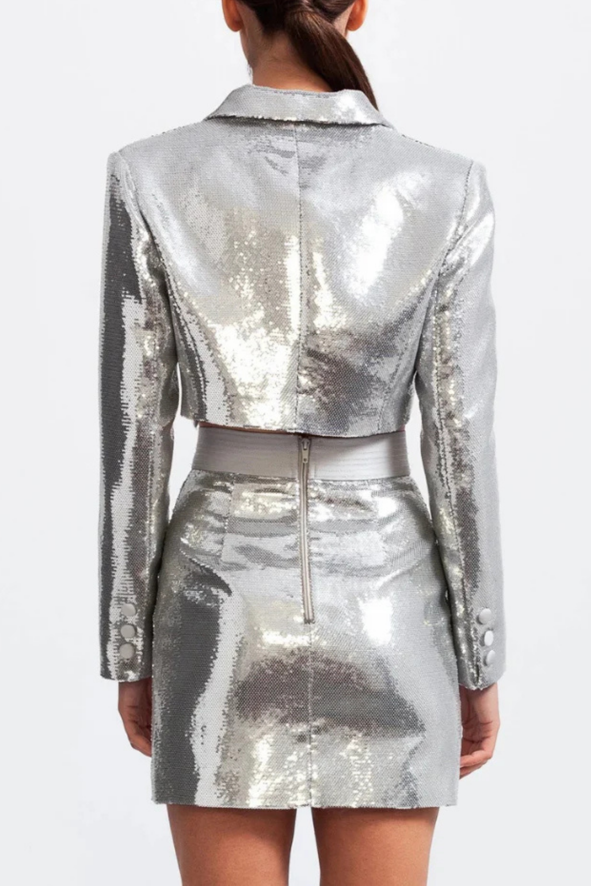 Lilly Sequin Lapel Metallic Skirt Set