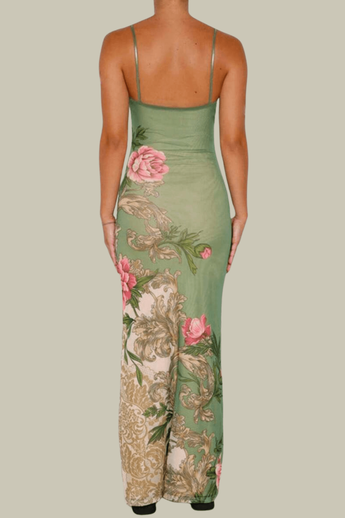 Lucy Floral Spaghetti Bodycon Maxi Dress