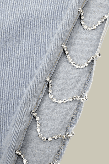 Madeline Cutout Rhinestone Chain Jeans