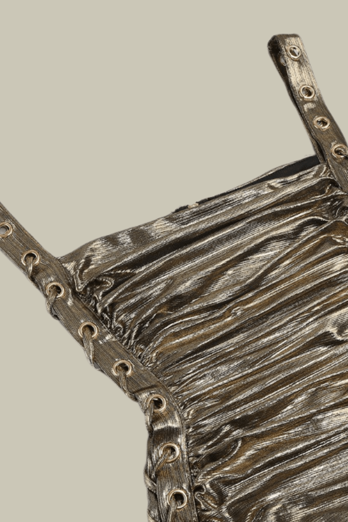 Madelyn Metallic Ruch Lace Up Sleeveless Midi Dress – Luxeles