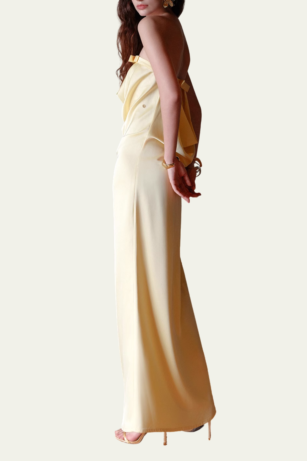 Madilyn Strapless Ruch Satin Maxi Dress – Luxeles