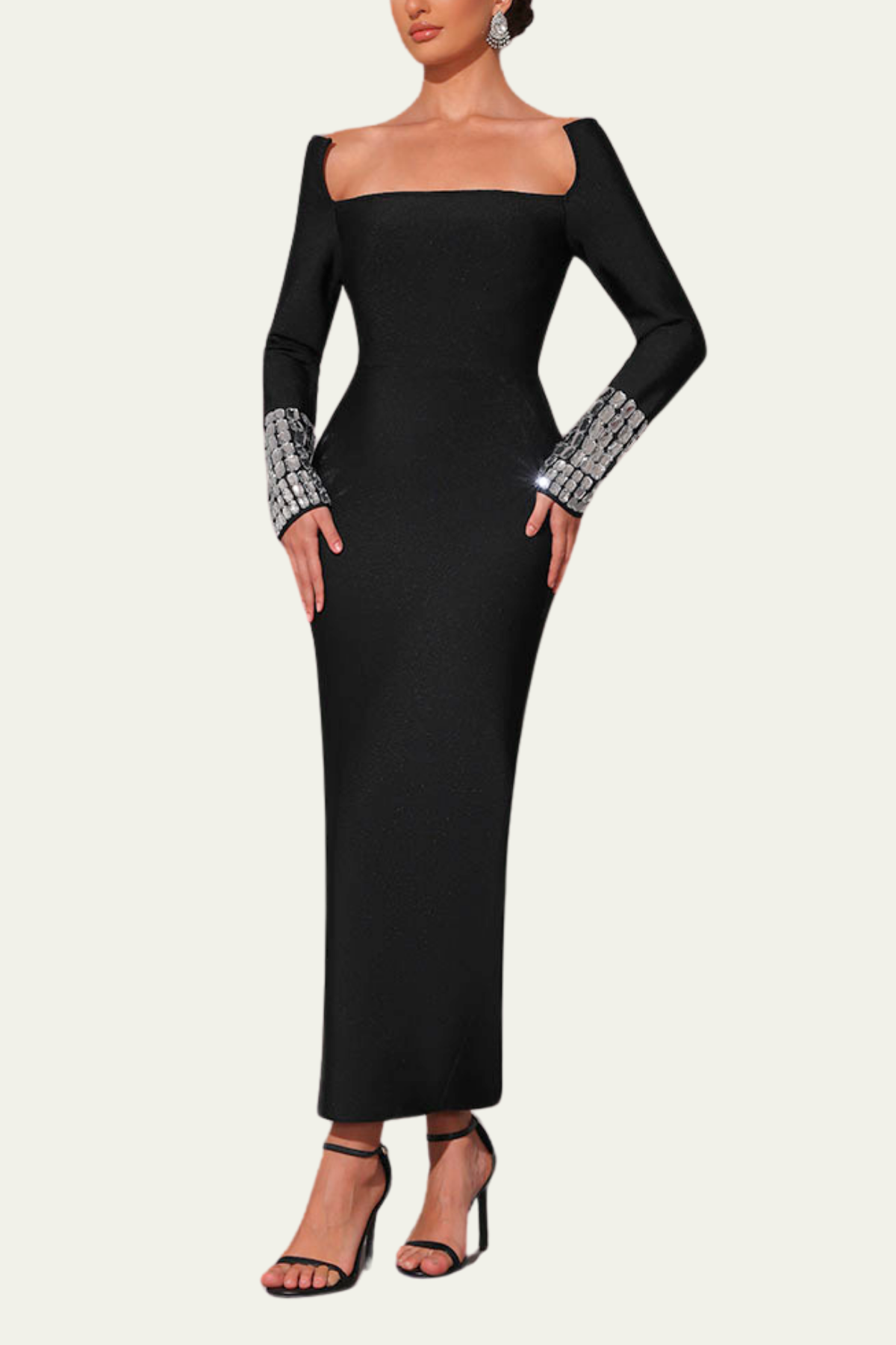 Maggie Bandage Rhinestone Maxi Dress – Luxeles