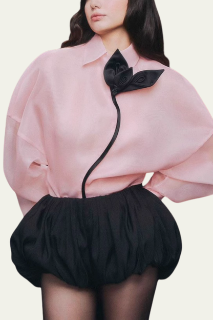 Mallory Balloon Sleeve Embellished Shirt – Luxeles