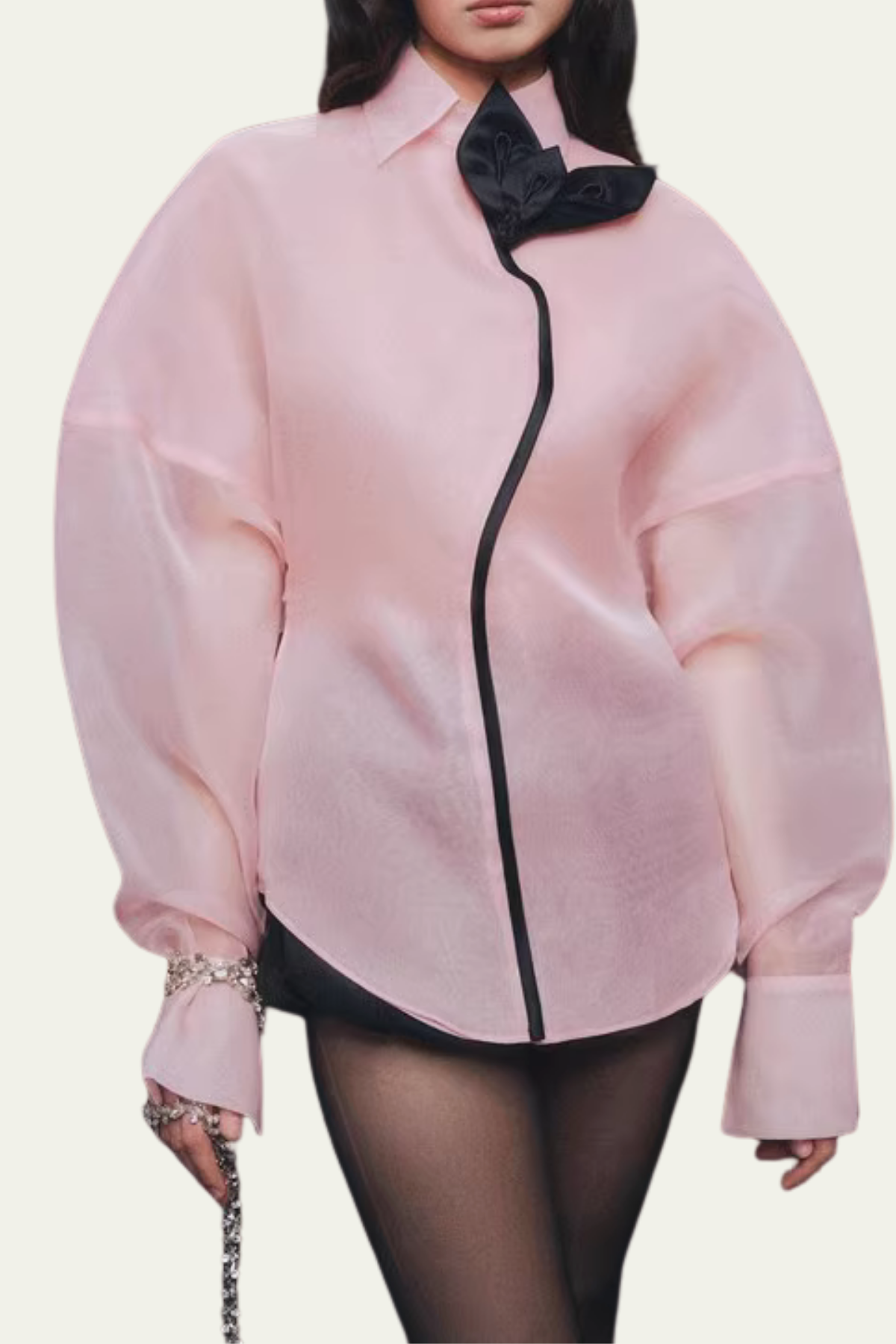 Mallory Balloon Sleeve Embellished Shirt – Luxeles