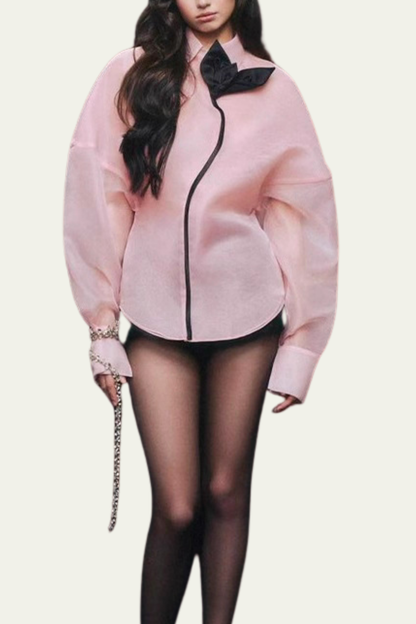 Mallory Balloon Sleeve Embellished Shirt – Luxeles