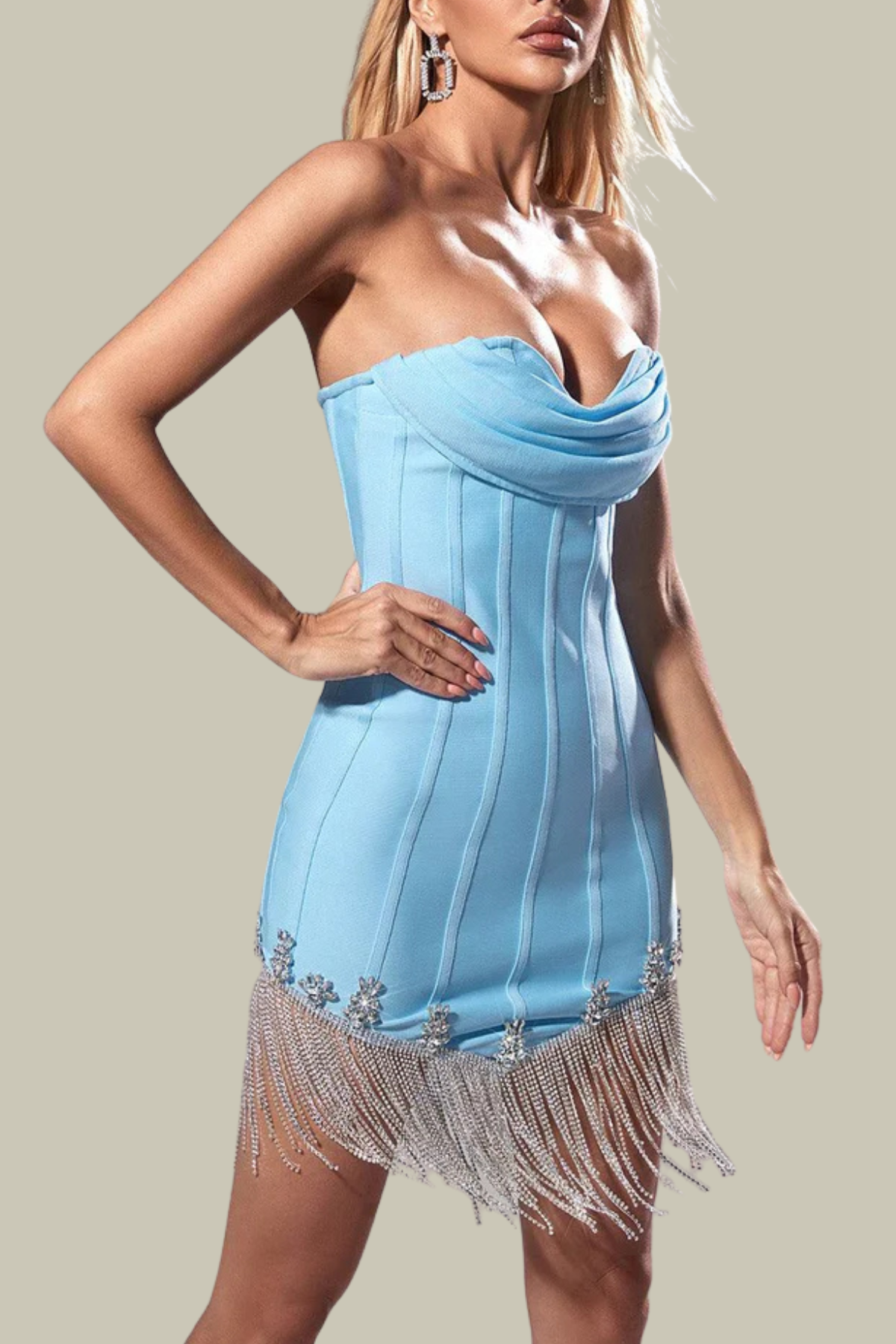 Margaret Strapless Corset Rhinestone Chain Mini Dress – Luxeles