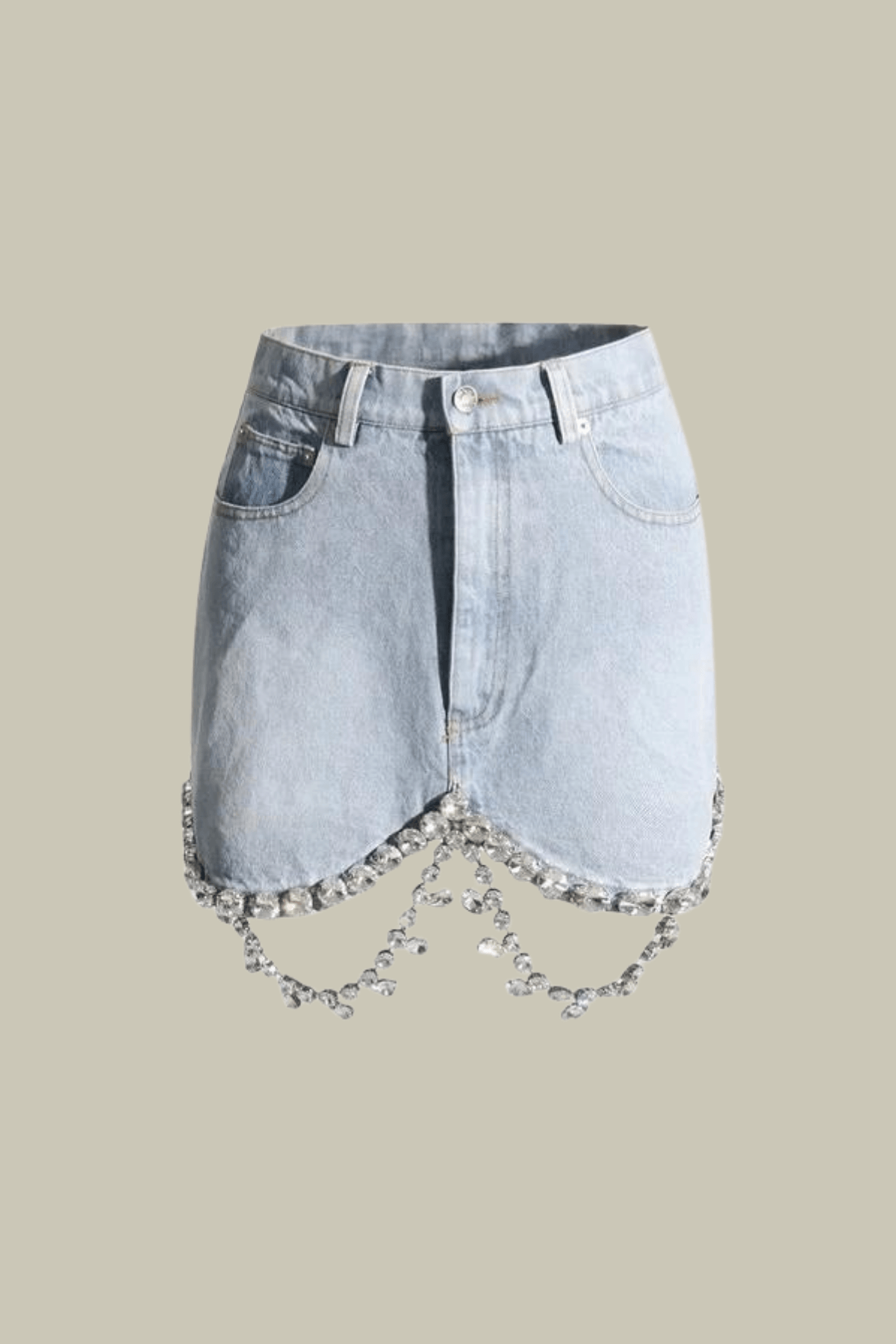 Maya Rhinestone Short Denim Skirt