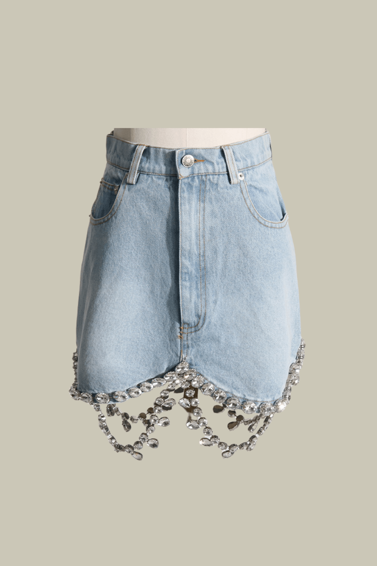 Maya Rhinestone Short Denim Skirt