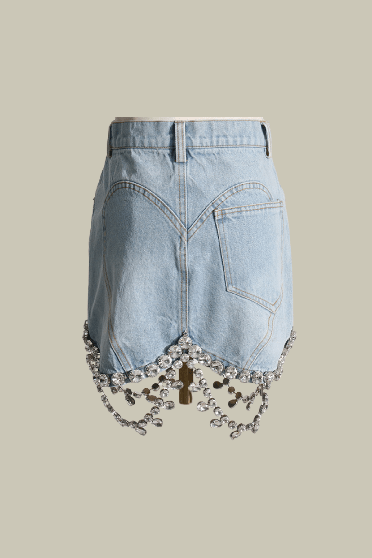 Maya Rhinestone Short Denim Skirt