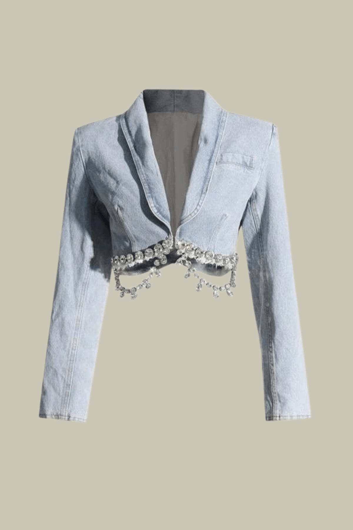 Maya Rhinestone Lapel Short Denim Jacket – Luxeles