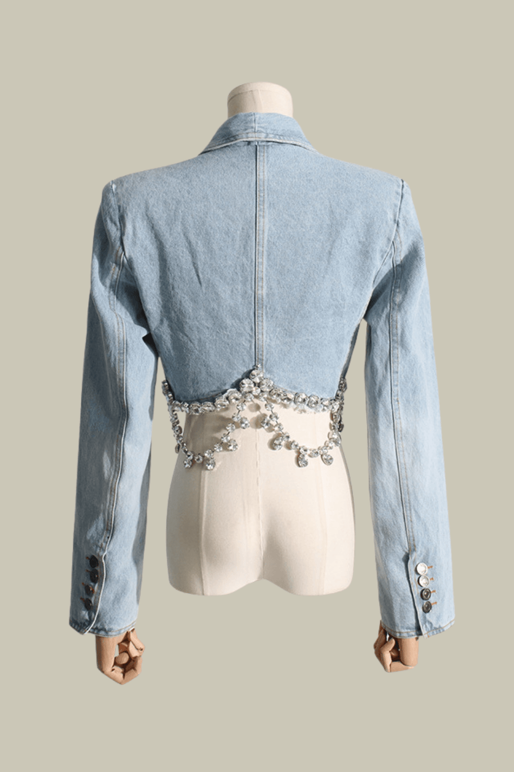 Maya Rhinestone Lapel Short Denim Jacket – Luxeles