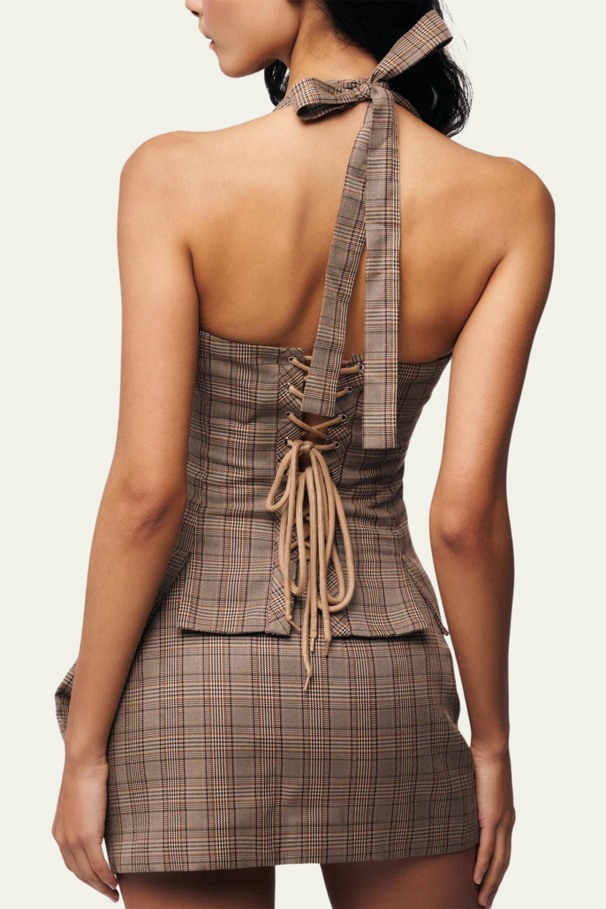 Mckenna Grid Bow Halter Neck Skirt Set – Luxeles