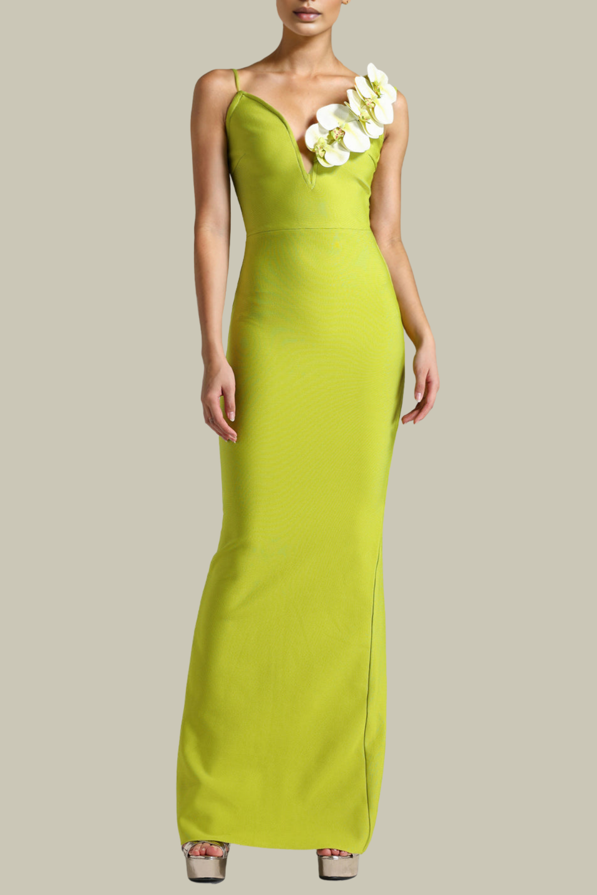 Melanie Flower Single Shoulder Maxi Dress