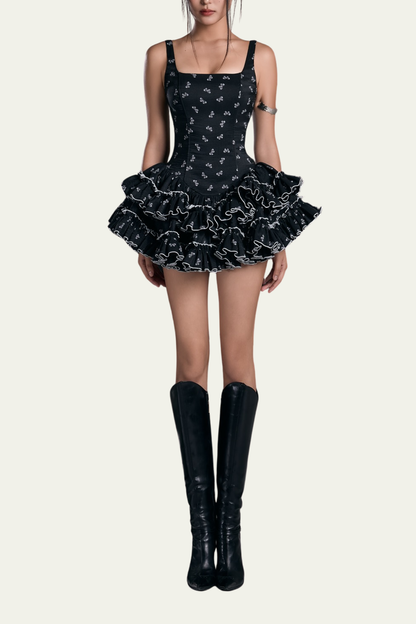 Michelle Print Ruffle Mini Dress – Luxeles