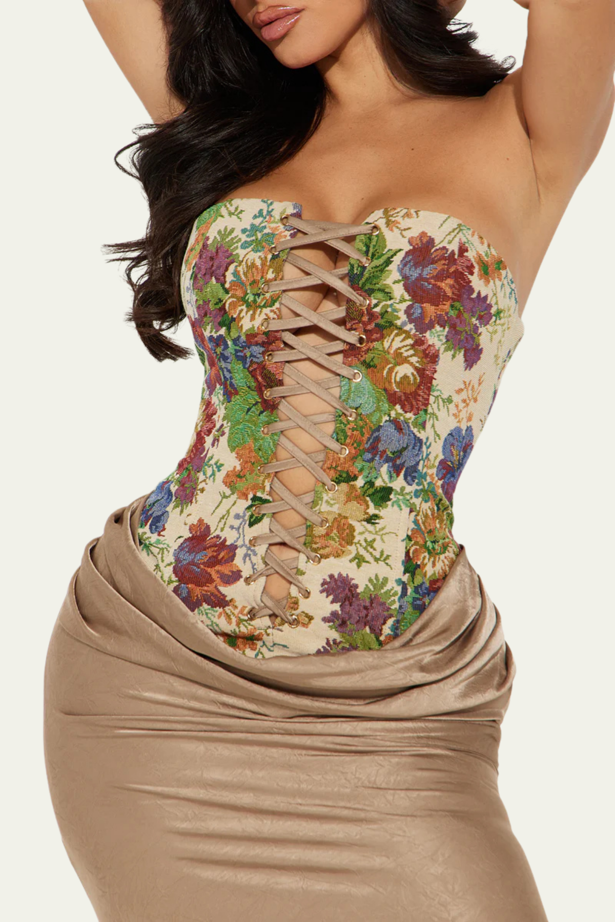 Milani Strapless Lace Up Floral Top – Luxeles