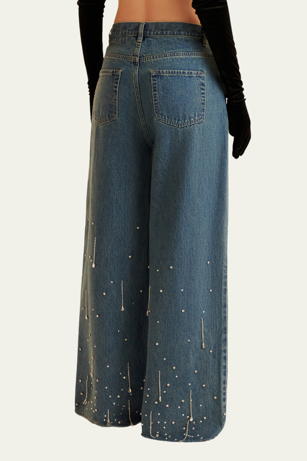 Miriam Rhinestone Chain Wide Jeans – Luxeles