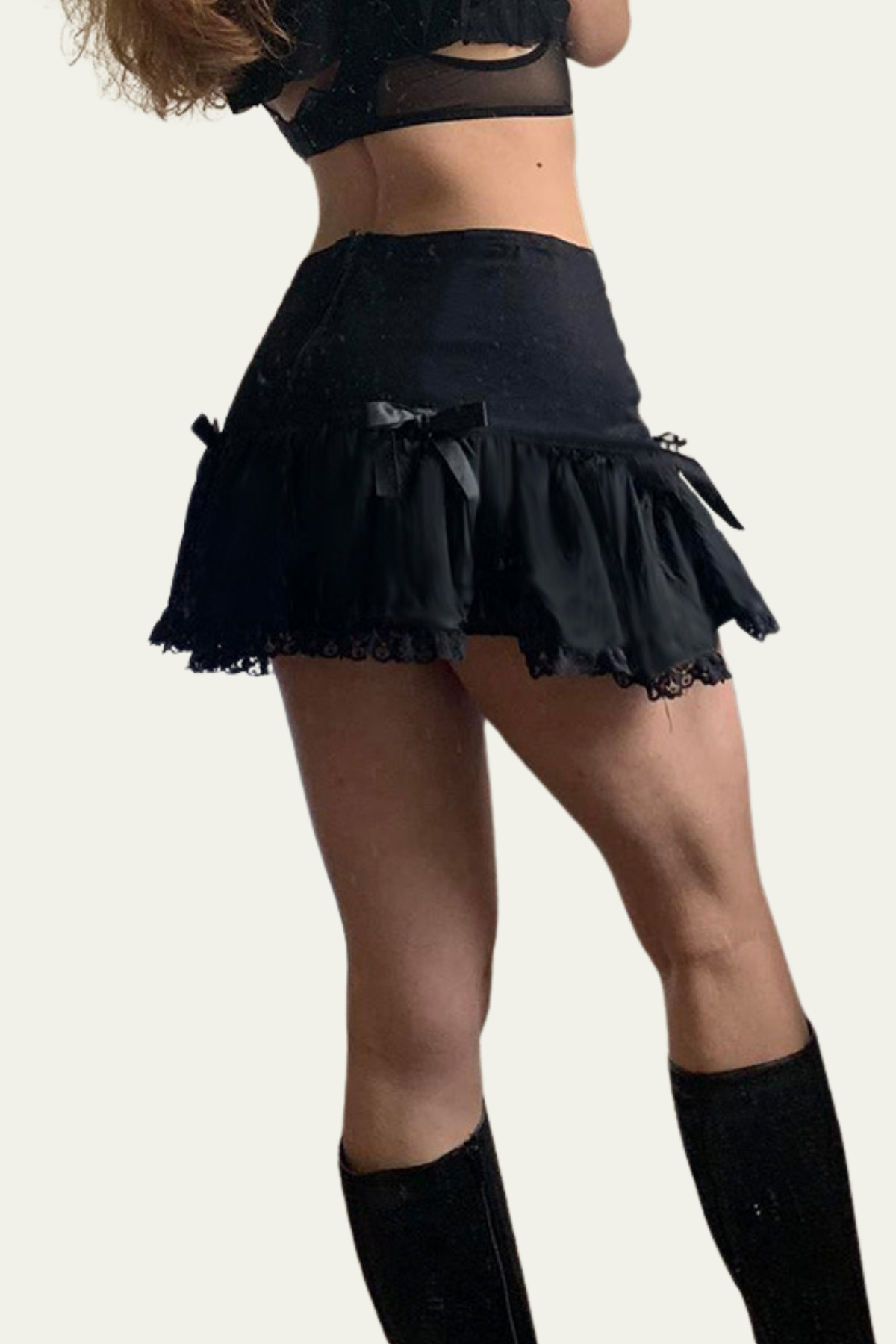 Myla Bow Lace Ruffle Lace Up Skirt