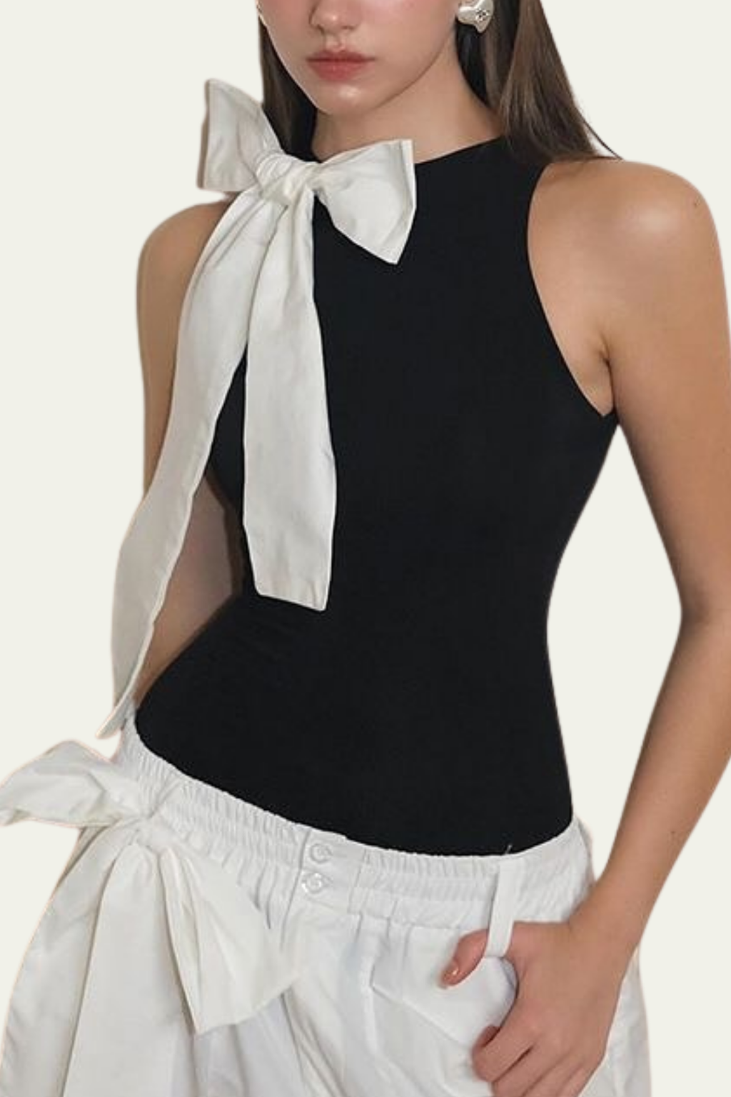 Noelle Sleeveless Bow Bodycon Top – Luxeles