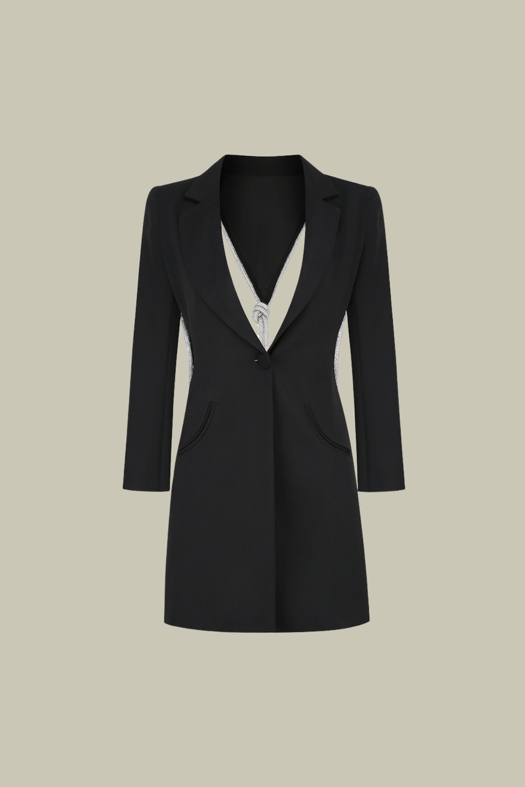 Oakley Rope Backless Plunge Mini Blazer Dress In Black – Luxeles