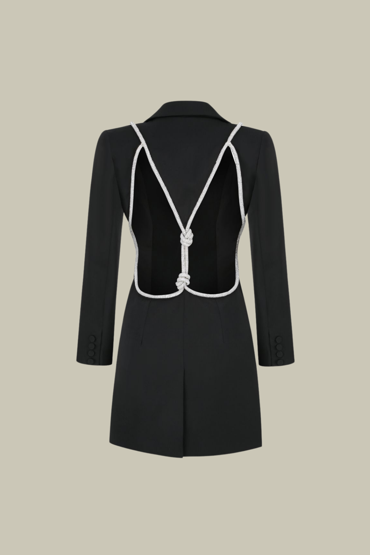 Oakley Rope Backless Plunge Mini Blazer Dress In Black