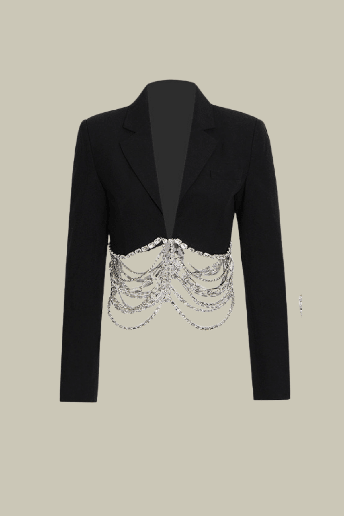 Paisley Rhinestone Lapel Short Jacket In Black – Luxeles