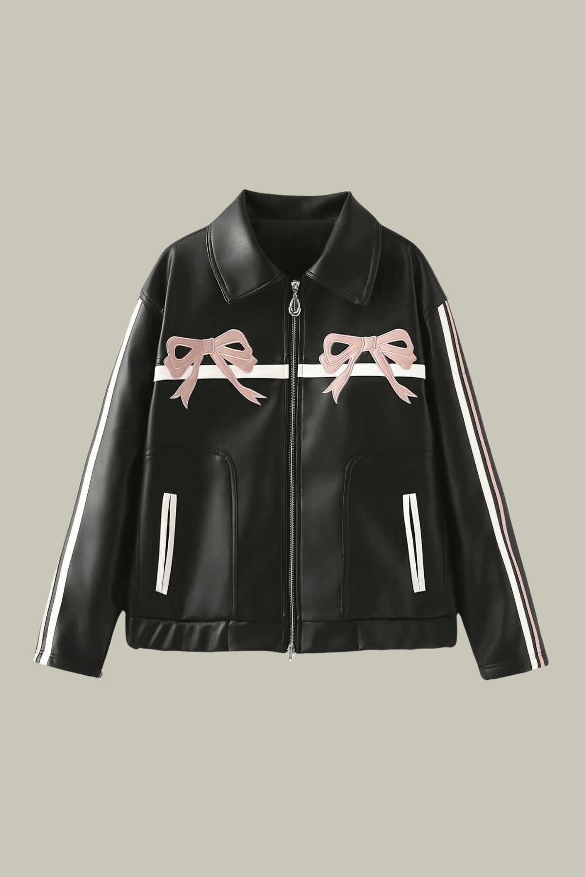 Quinn Bow Stripe PU Jacket – Luxeles