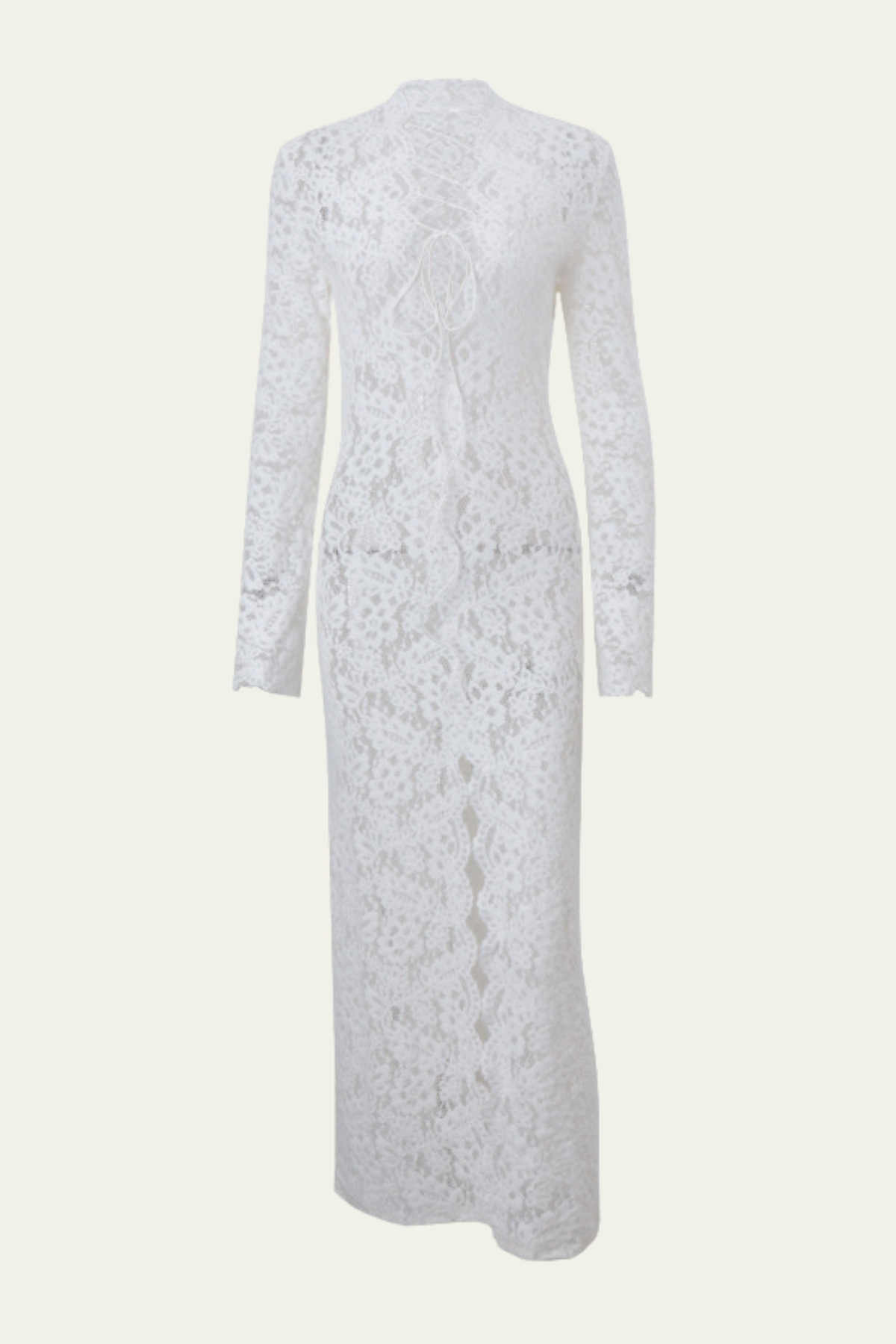 Raelyn Lace Up Plunge Lace Midi Dress – Luxeles