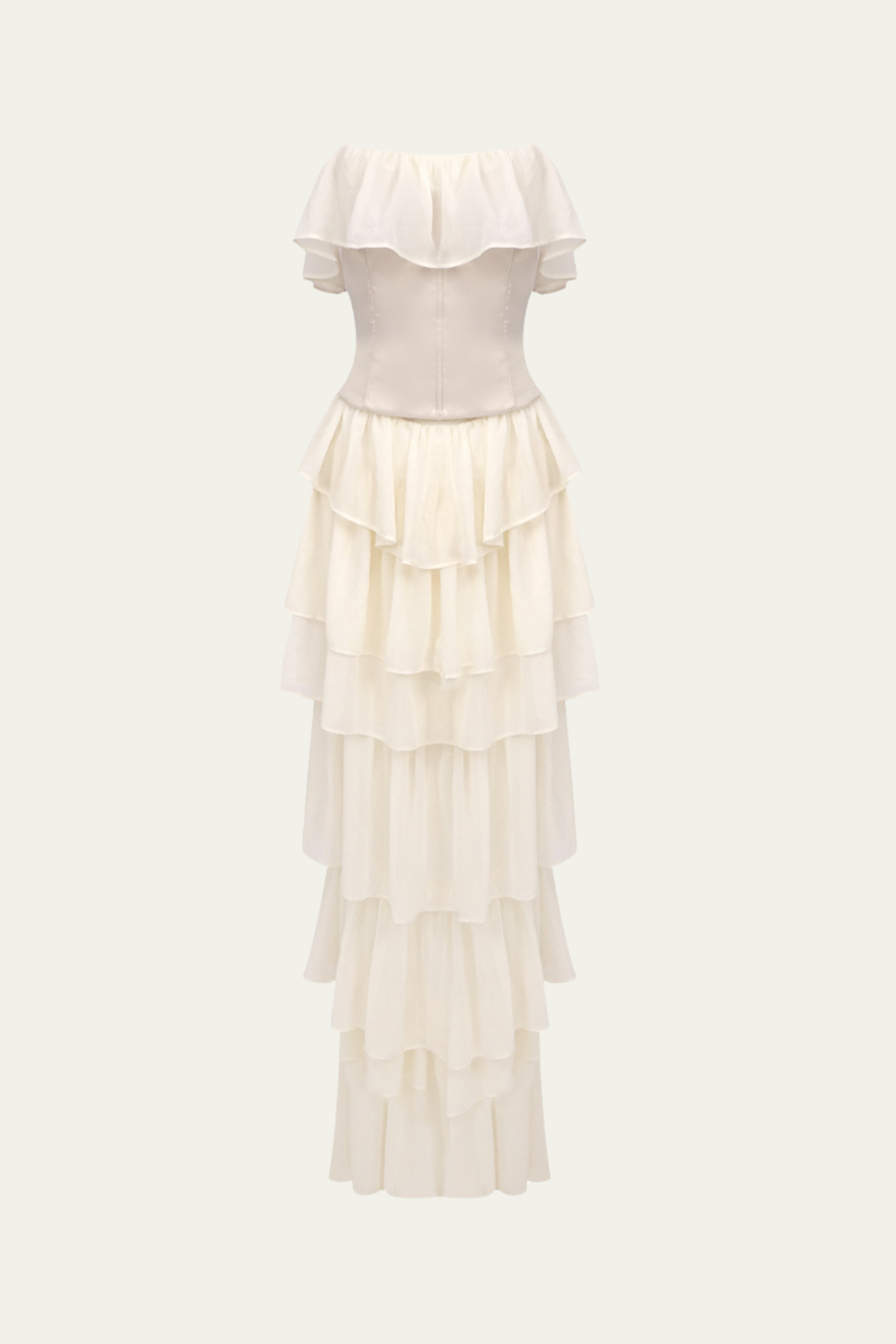 Reese Strapless Corset Lace Up Ruch Ruffle Maxi Dress – Luxeles