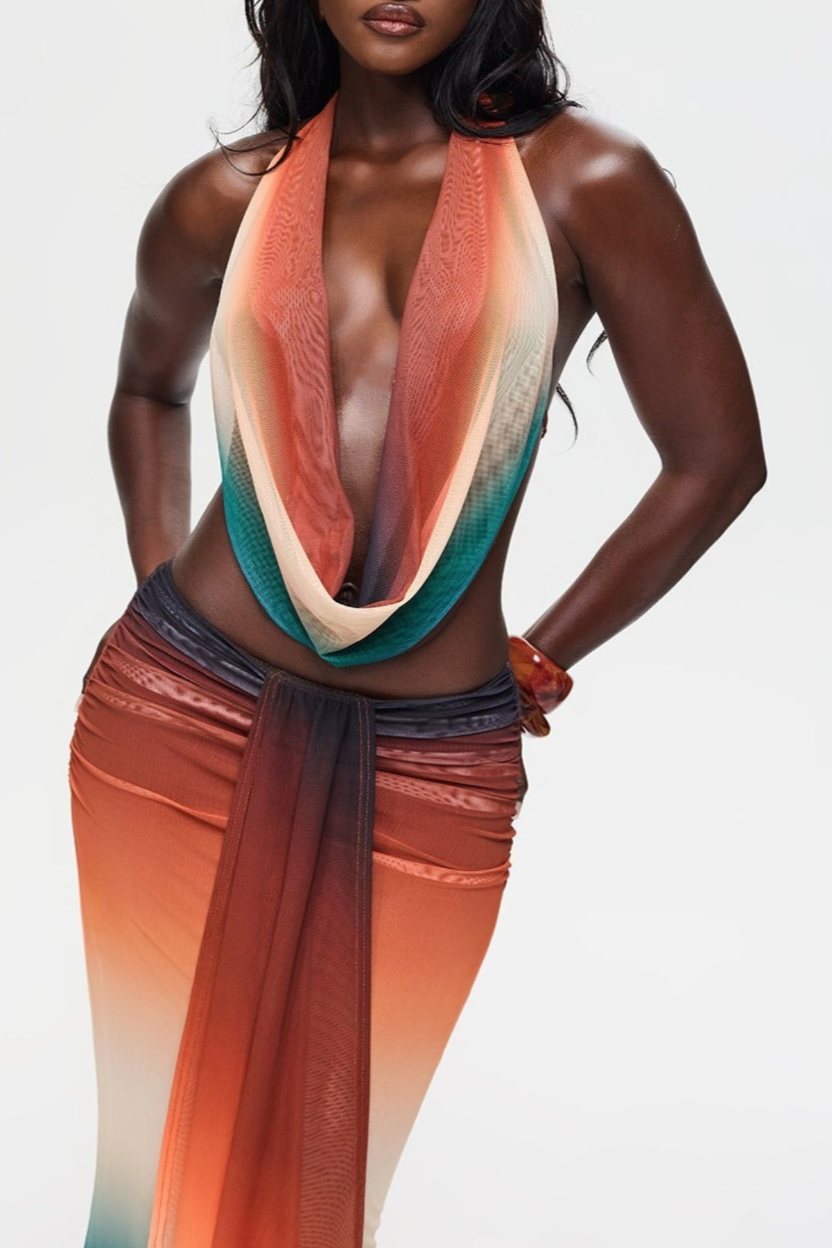 Reign Tie Dye Cowl Neck Skirt Set