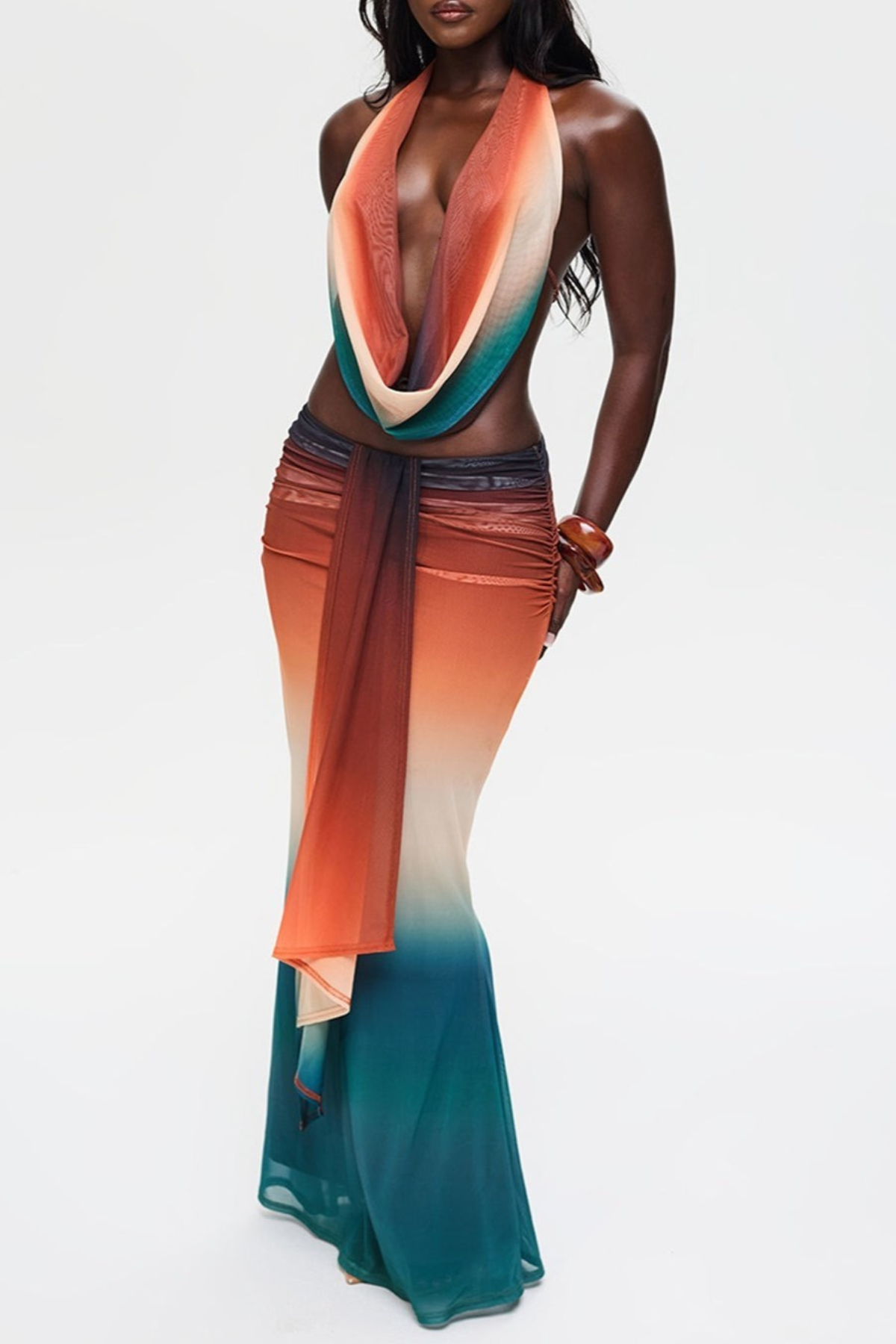 Reign Tie Dye Cowl Neck Skirt Set