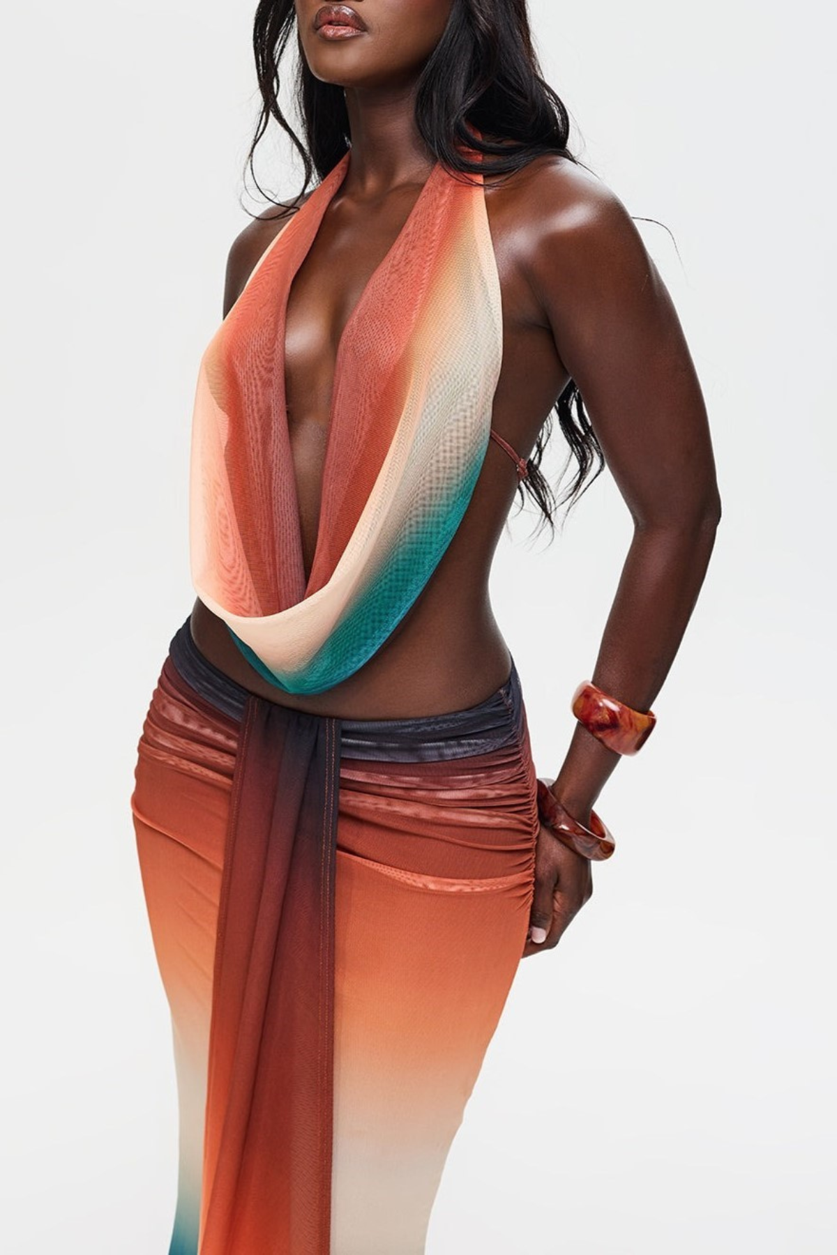 Reign Tie Dye Cowl Neck Skirt Set