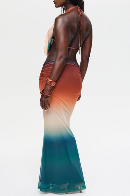 Reign Tie Dye Cowl Neck Skirt Set