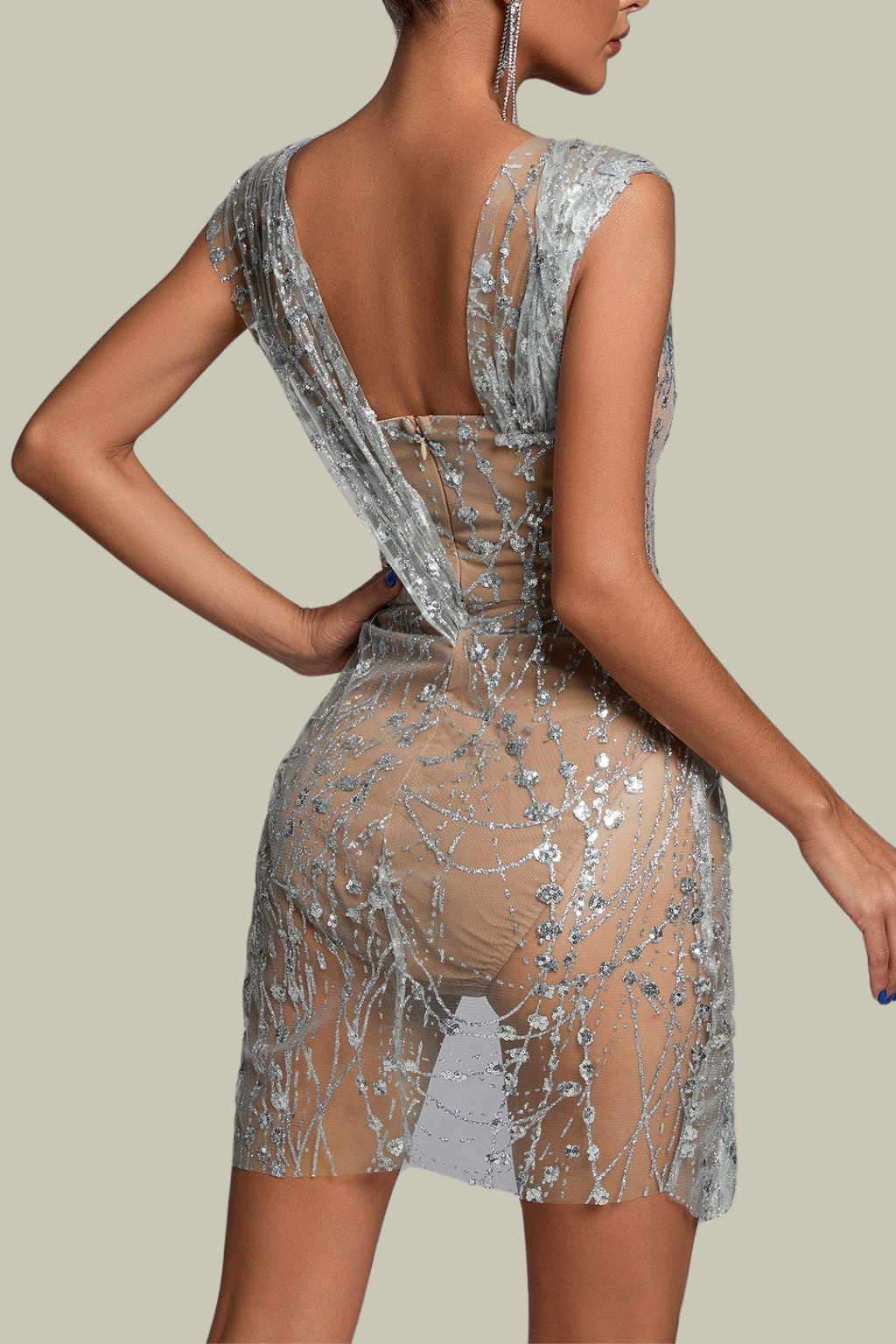 Remi Rhinestone Mesh Split Mini Dress – Luxeles