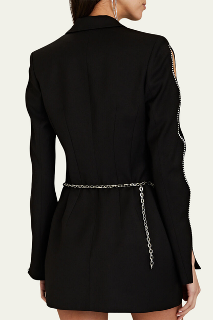 River Rhinestone Cutout Plunge Blazer