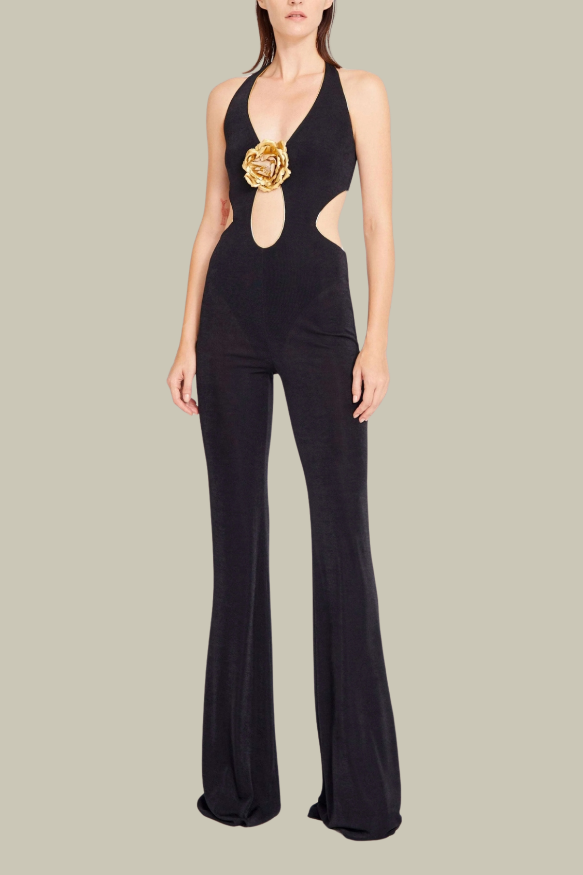 Rose Halter Neck Backless Cutout Flower Jumpsuit – Luxeles