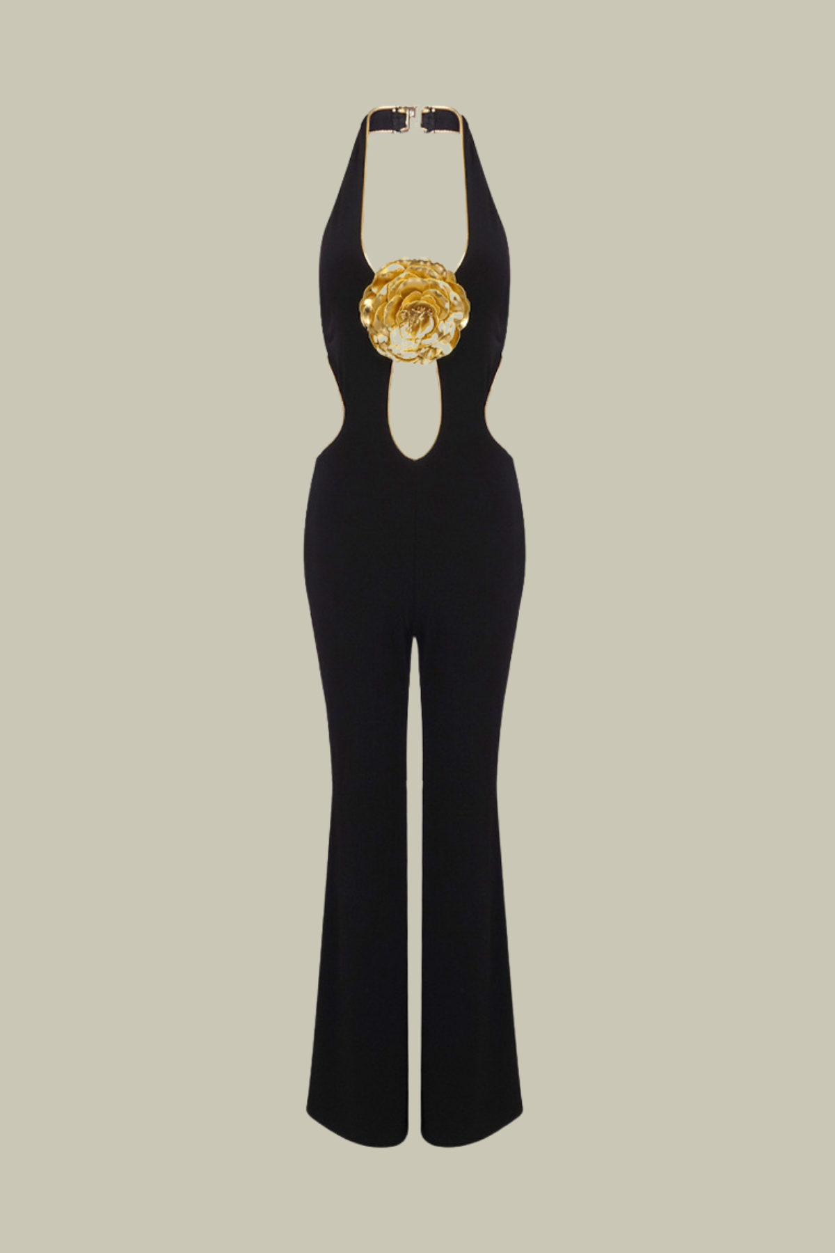 Rose Halter Neck Backless Cutout Flower Jumpsuit – Luxeles