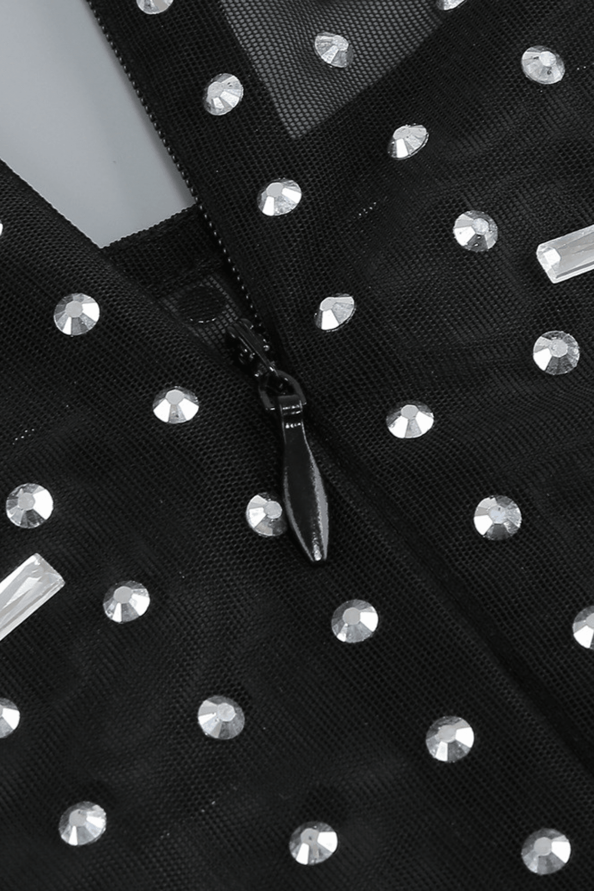 Sadie Mesh Rhinestone See Through Maxi Dress In Black – Luxeles