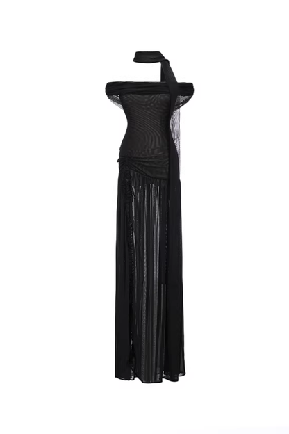 Saige High Split Mesh Maxi Dress