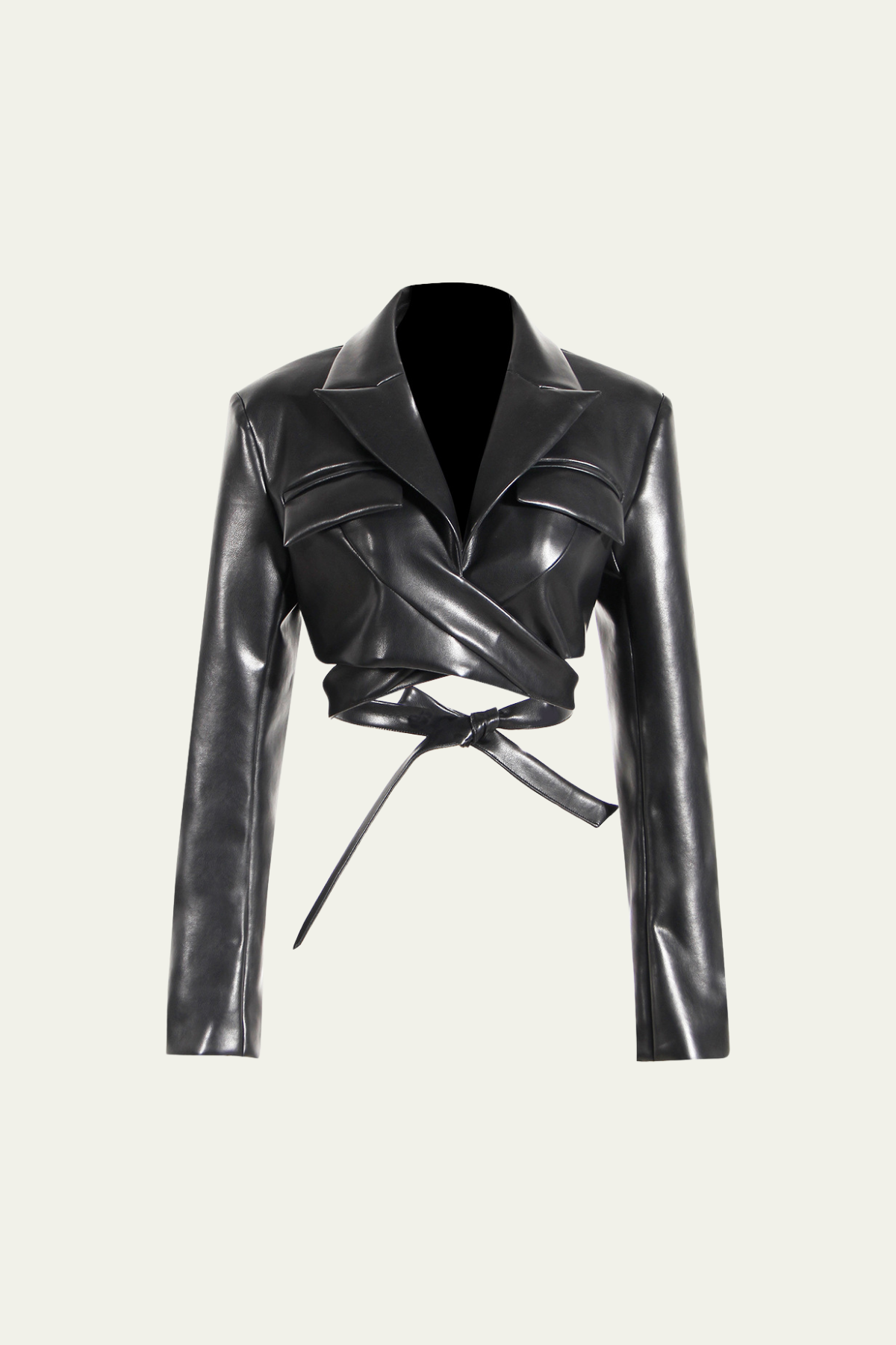 Sara Lace Up Lapel Leather Jacket