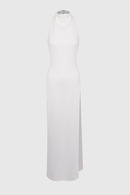 Sarai Backless Crystal High Split Maxi Dress