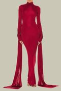 Sophie Lace Up Long Sleeves Bodycon Maxi Dress – Luxeles